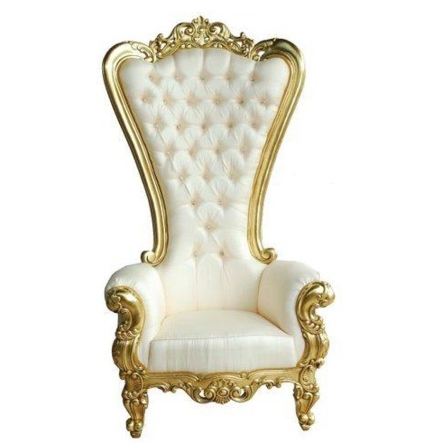 Maharaja Chair With Gold Finish High Back - front_view
