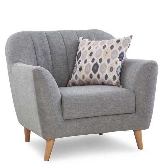 Nara Fabric One Seater Sofa In Grey Color - top_view