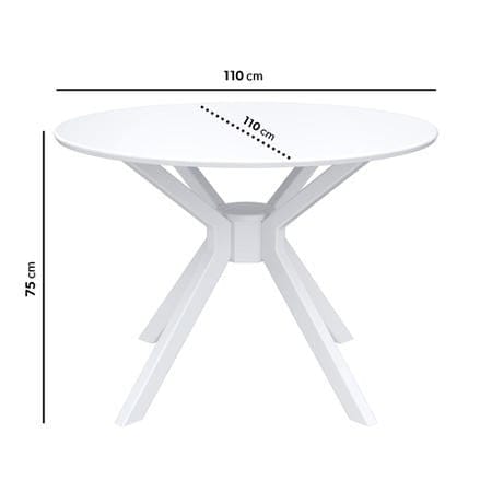 White Round Dining Table With 4 Mink Velvet Dining Chairs - front_view