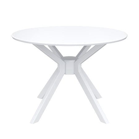 White Round Dining Table With 4 Mink Velvet Dining Chairs - rear_view