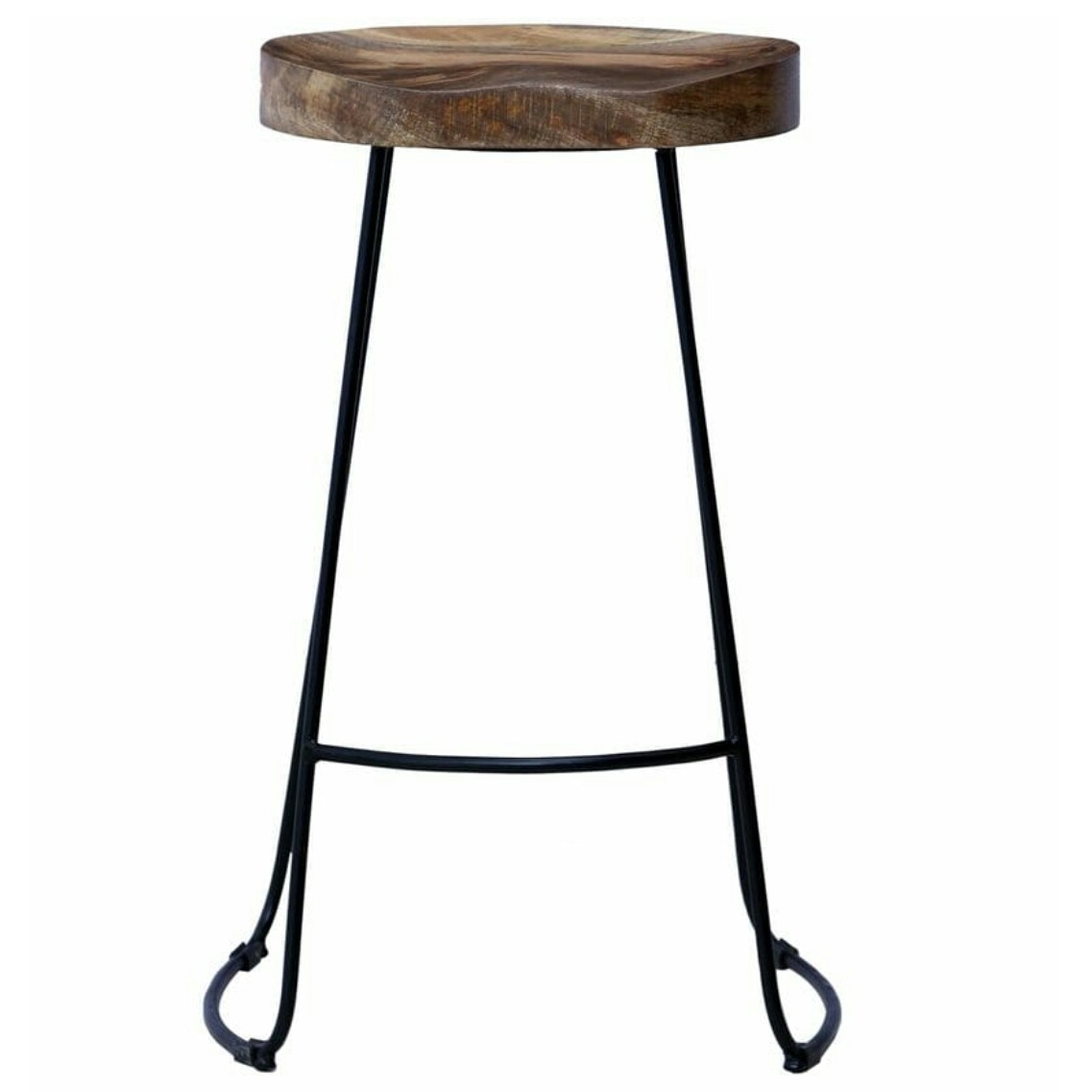 Stylish Wooden top Iron Bar Stool - front_view