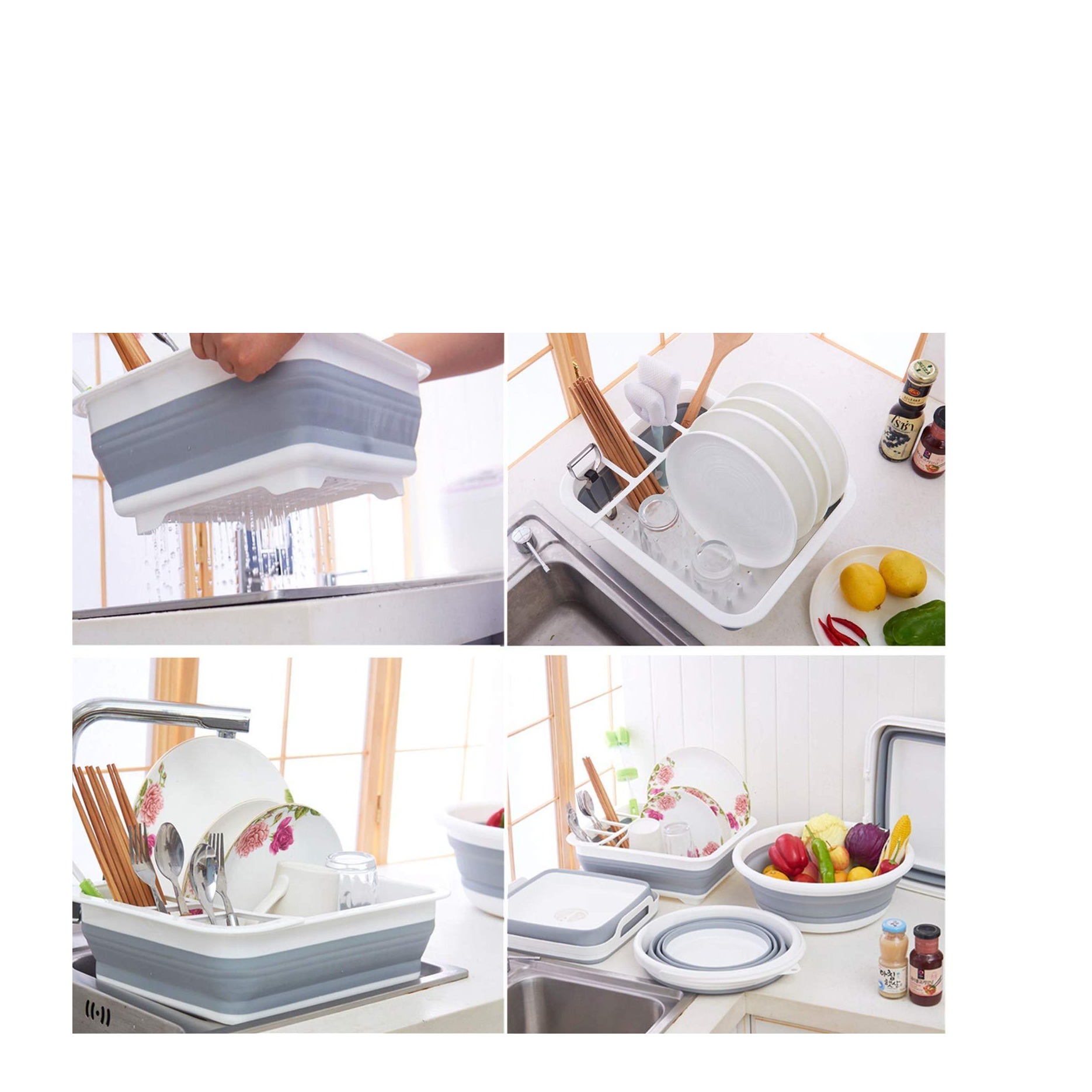 Collapsible Dish Drainer/Dish Drying Rack - rear-view