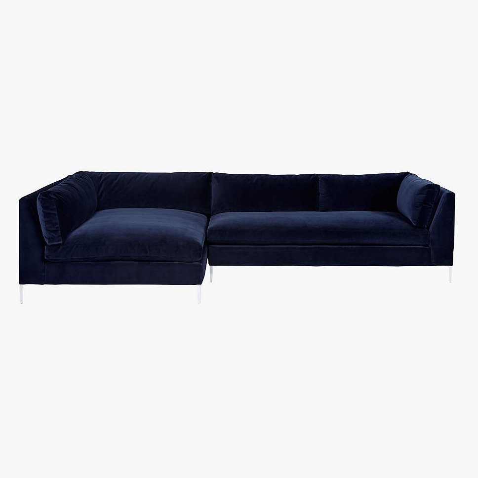 Ruwais Blue Velvet Sofa Set - front_view