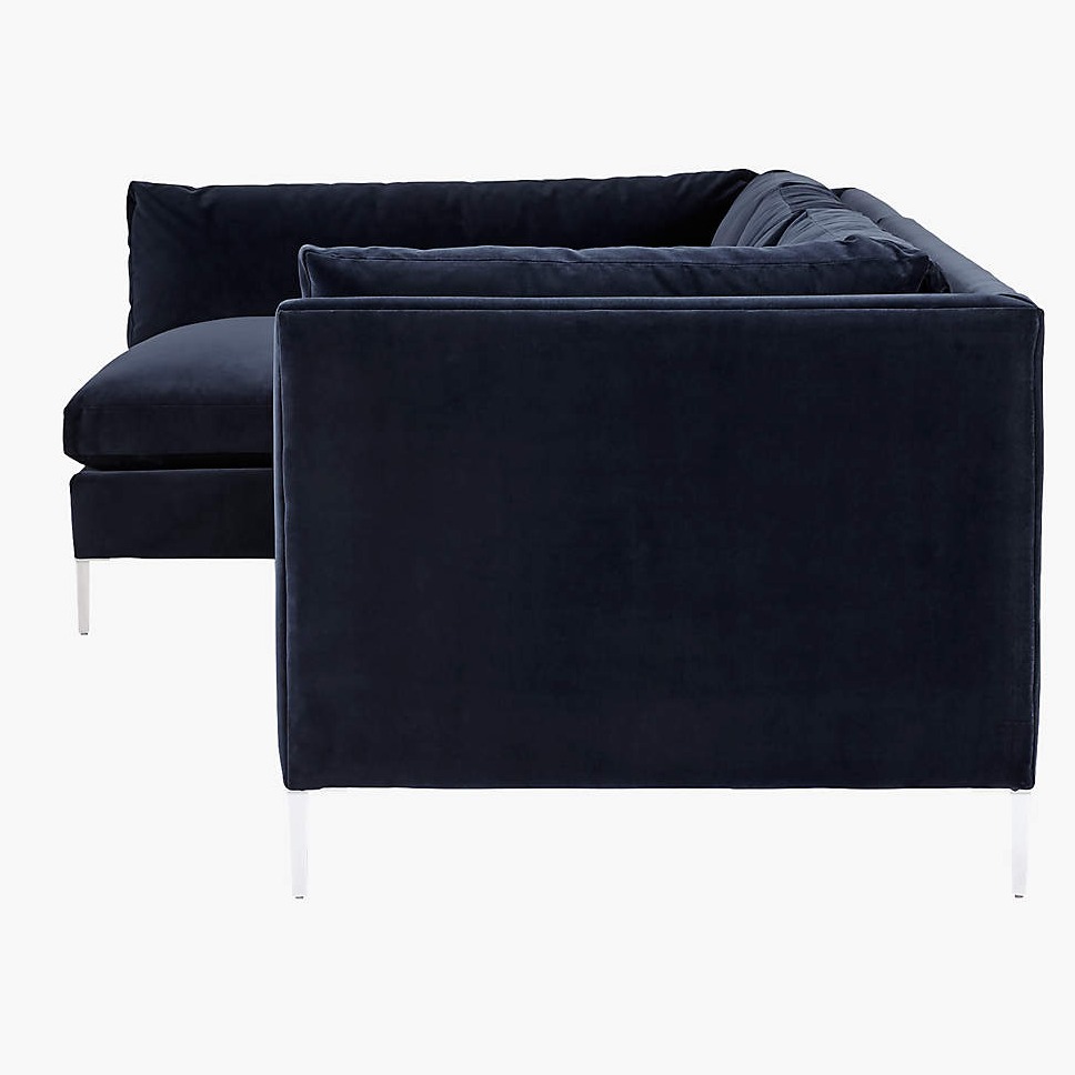 Ruwais Blue Velvet Sofa Set - left_view