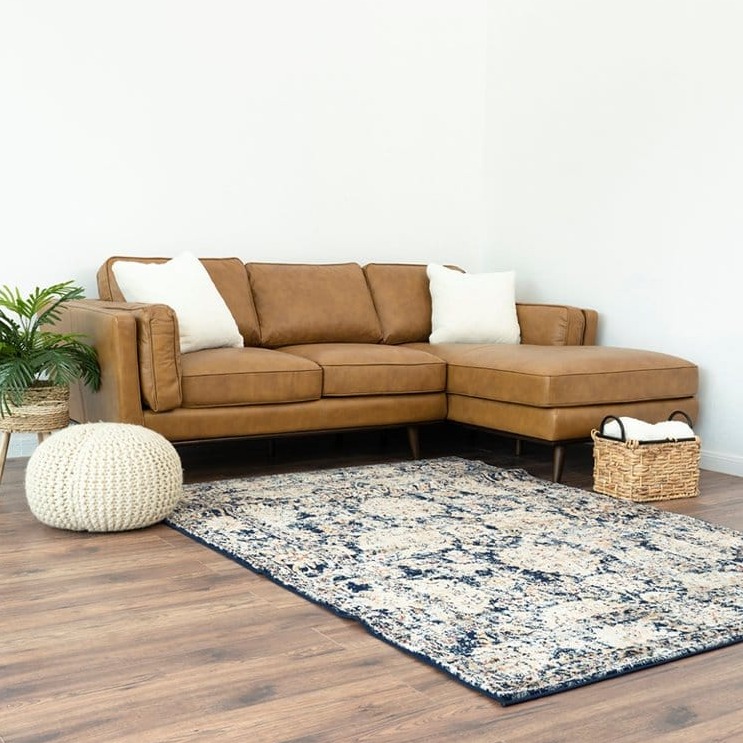 Deoxy Brown Buff Leather 4-Seater Sofa - front_view