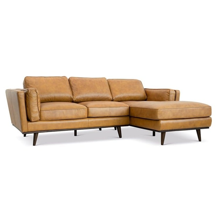 Deoxy Brown Buff Leather 4-Seater Sofa - top_view
