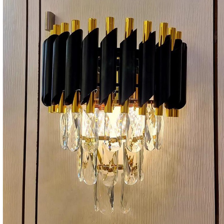 Modern Black Gold Metal Led Crystal - top_view