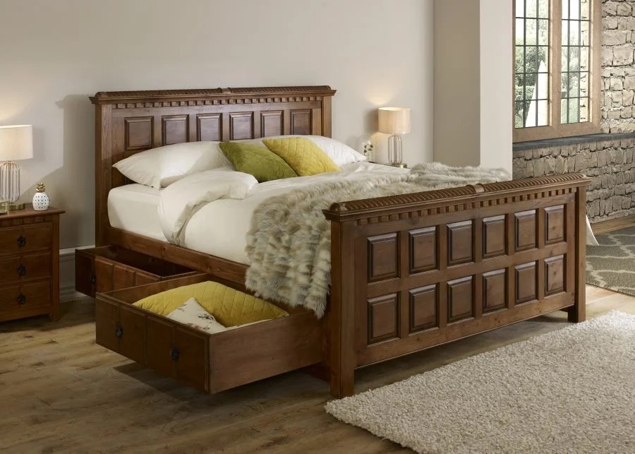 Teakwood King Size Bed with Storage - top_view