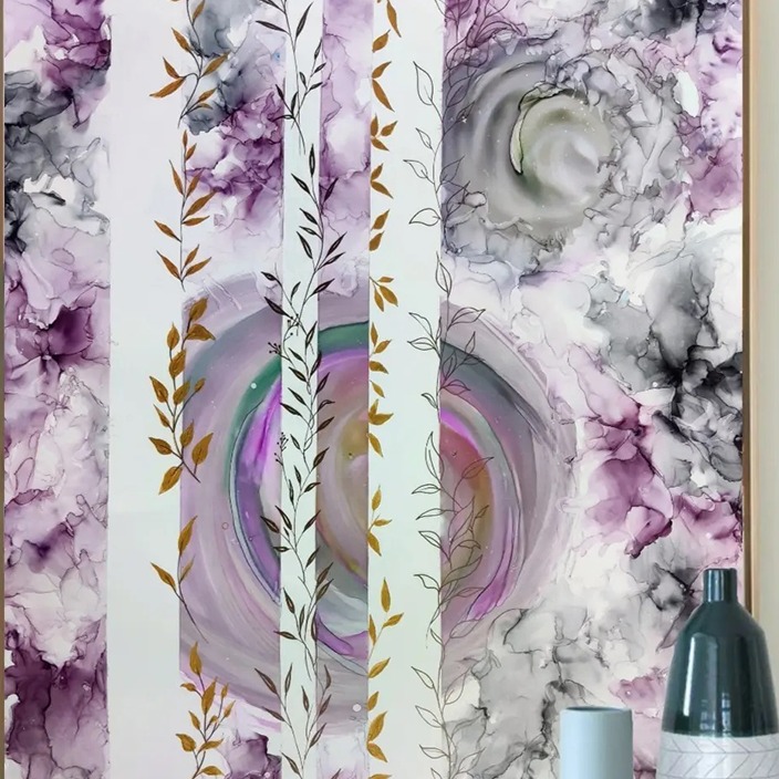 Decorative Trendy Abstract Wall Art Painting - rear_view
