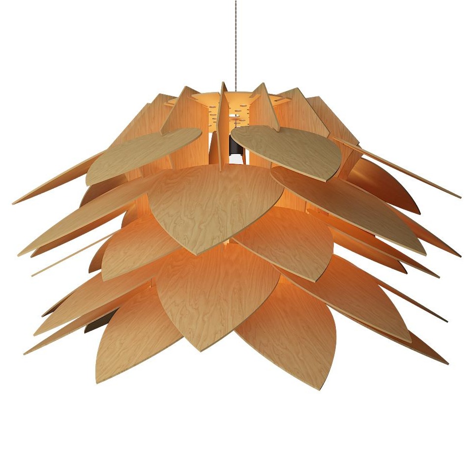 lotus Shape Wood pendant lamp yplamp 40 - front_view