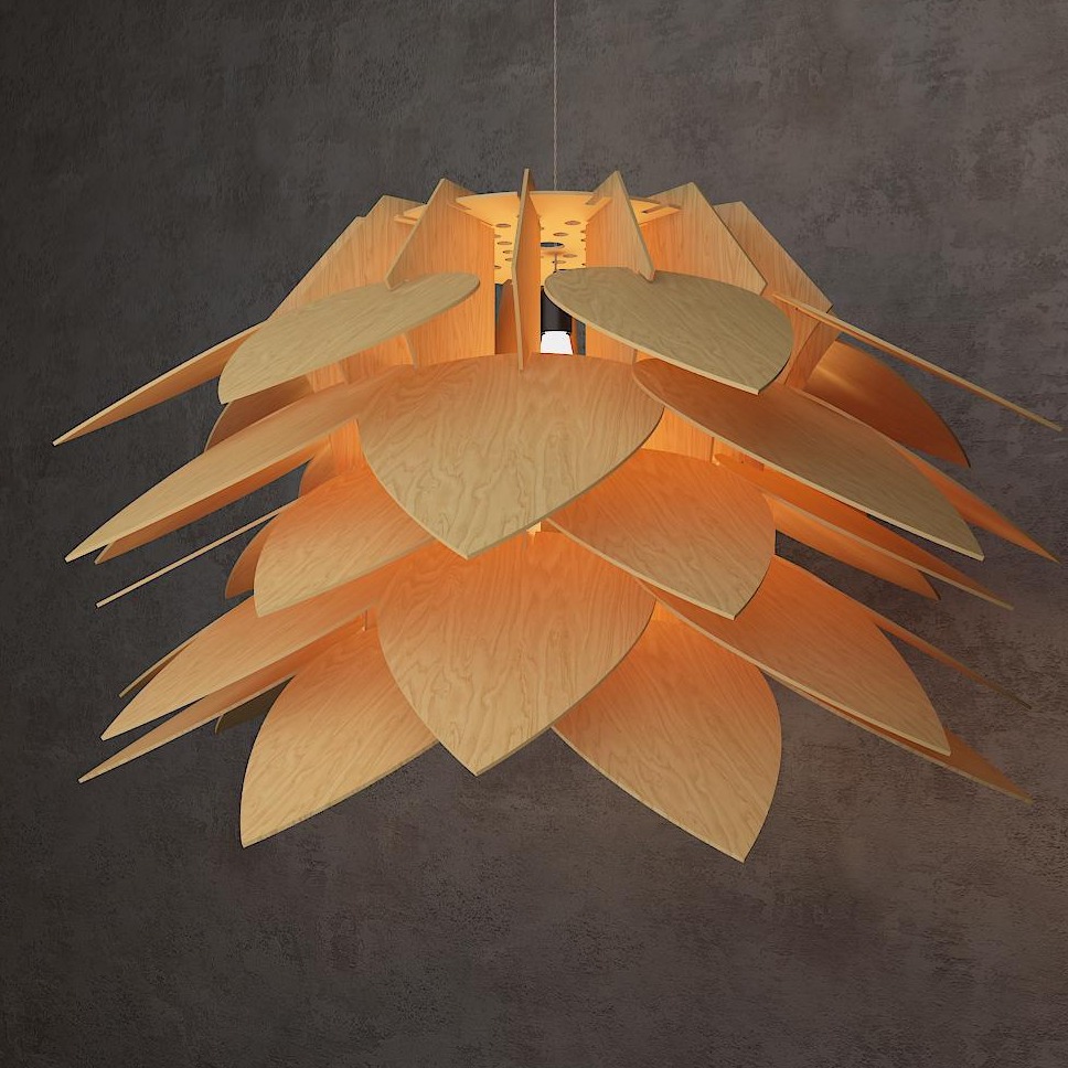 lotus Shape Wood pendant lamp yplamp 40 - left_view