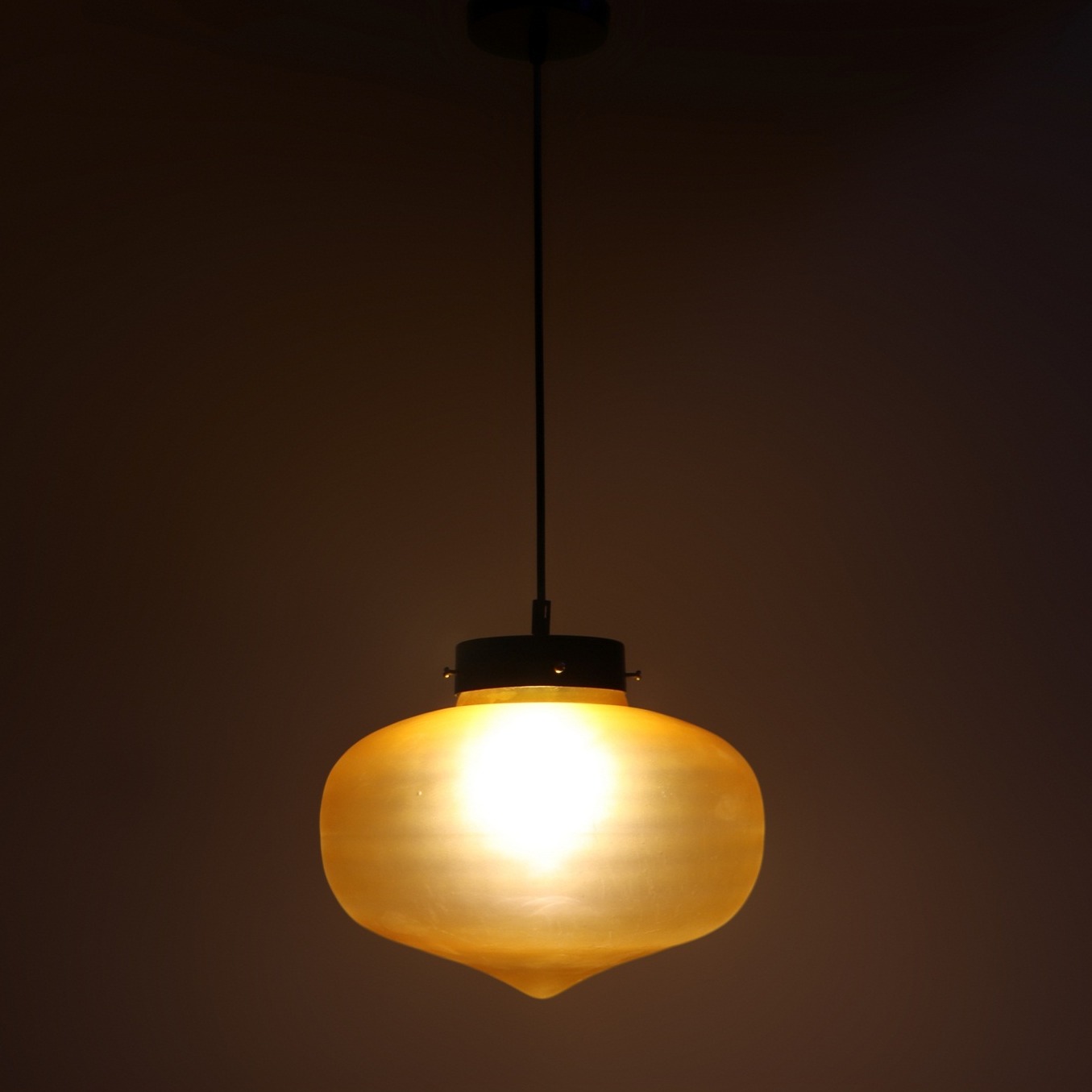 Yellow Glass Single Hanging Light- BOWL-HL-GOLA-YELLOW - Without Bulb - rear_view