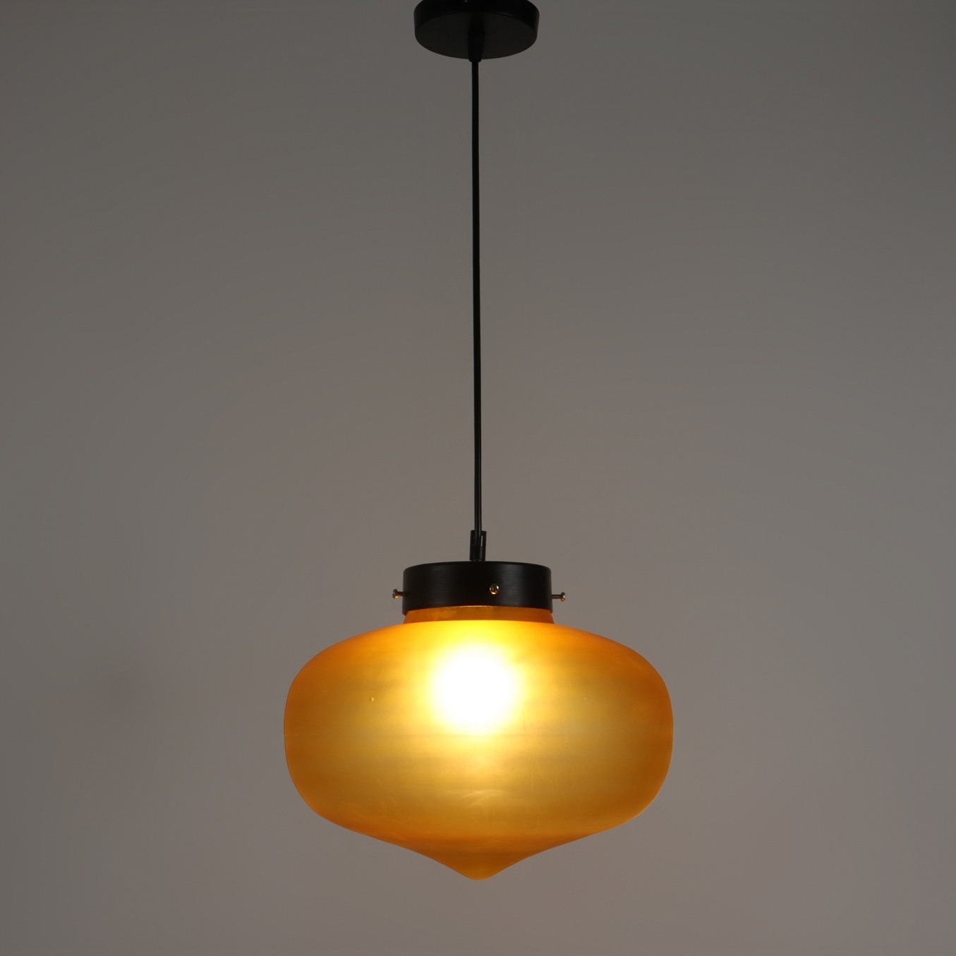 Yellow Glass Single Hanging Light- BOWL-HL-GOLA-YELLOW - Without Bulb - left_view