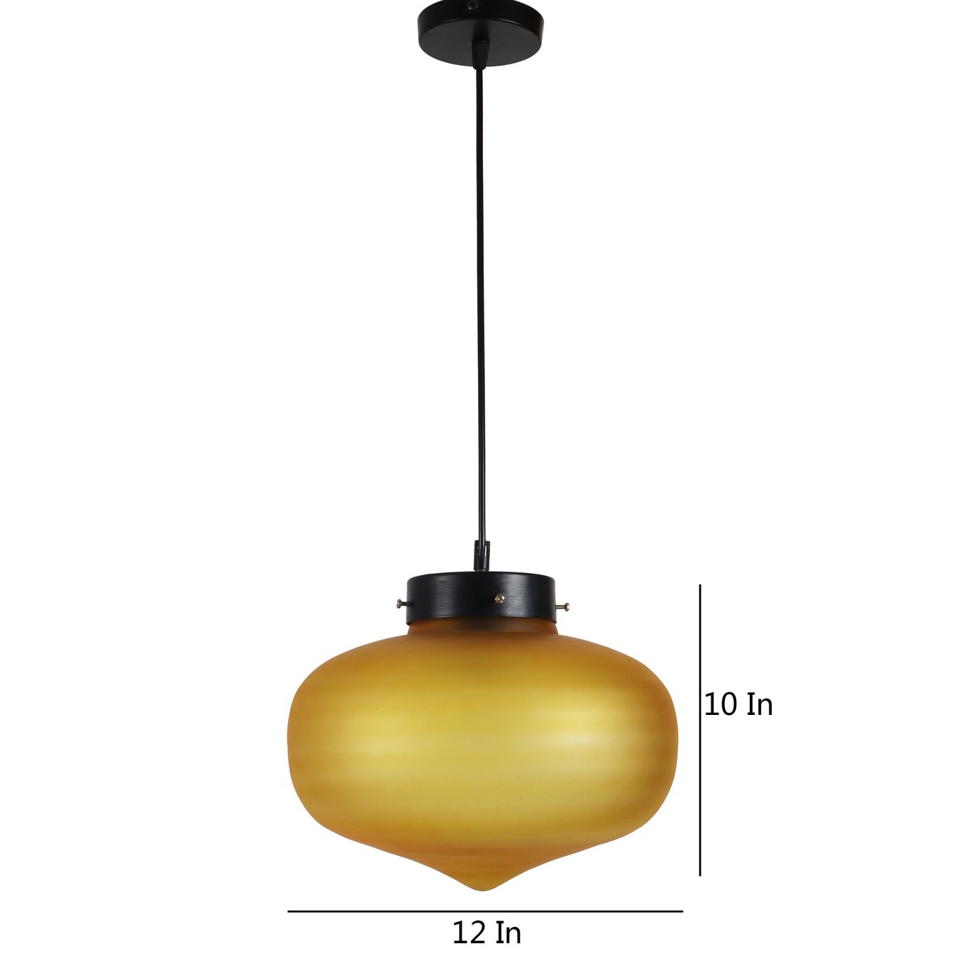 Yellow Glass Single Hanging Light- BOWL-HL-GOLA-YELLOW - Without Bulb - bottom_view