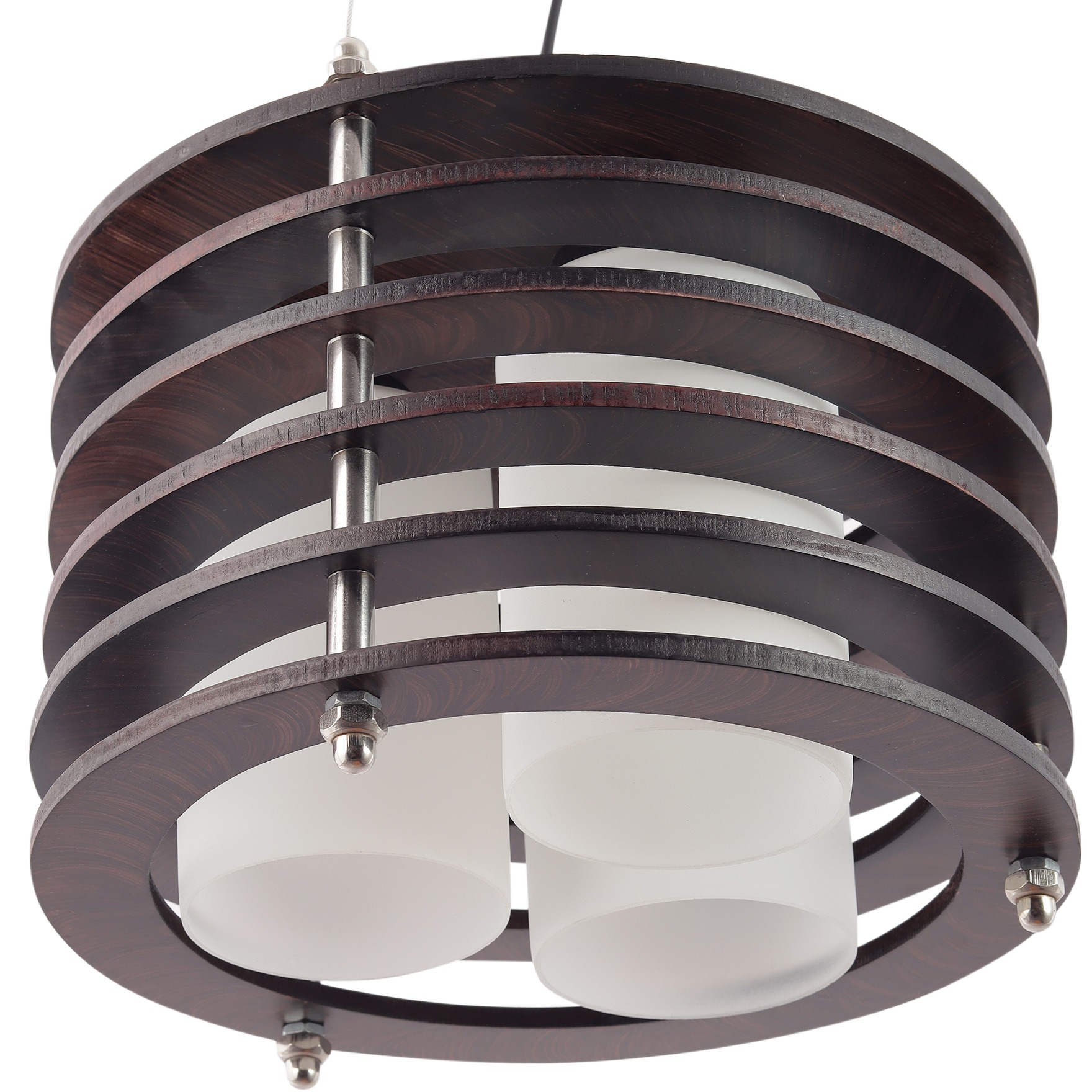 Brown Wood 12inch 3 Light Chandelier- without Bulb - bottom_view
