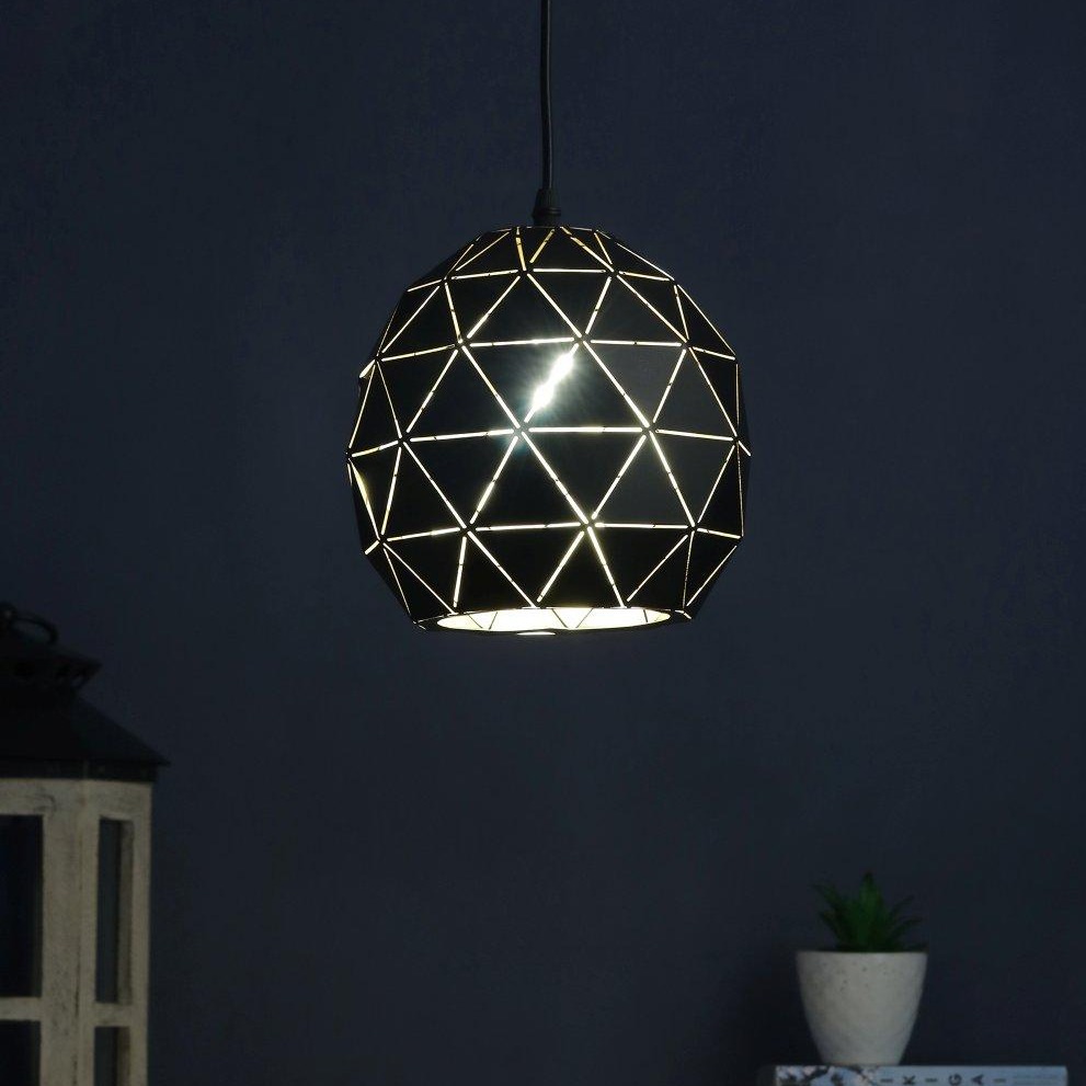 Black Gold Metal Hanging Light Without Bulb - rear_view