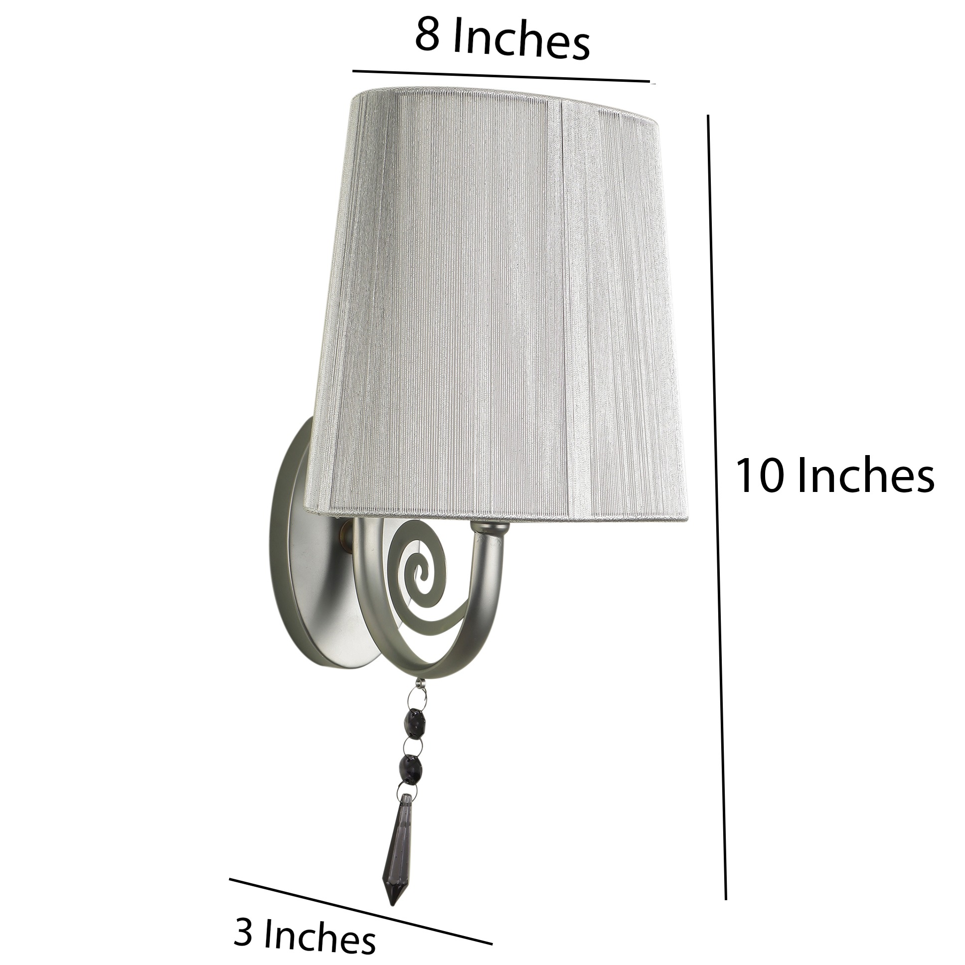 White Silver Fabric Wall Lights - S-125-1W - without Bulb - top_view