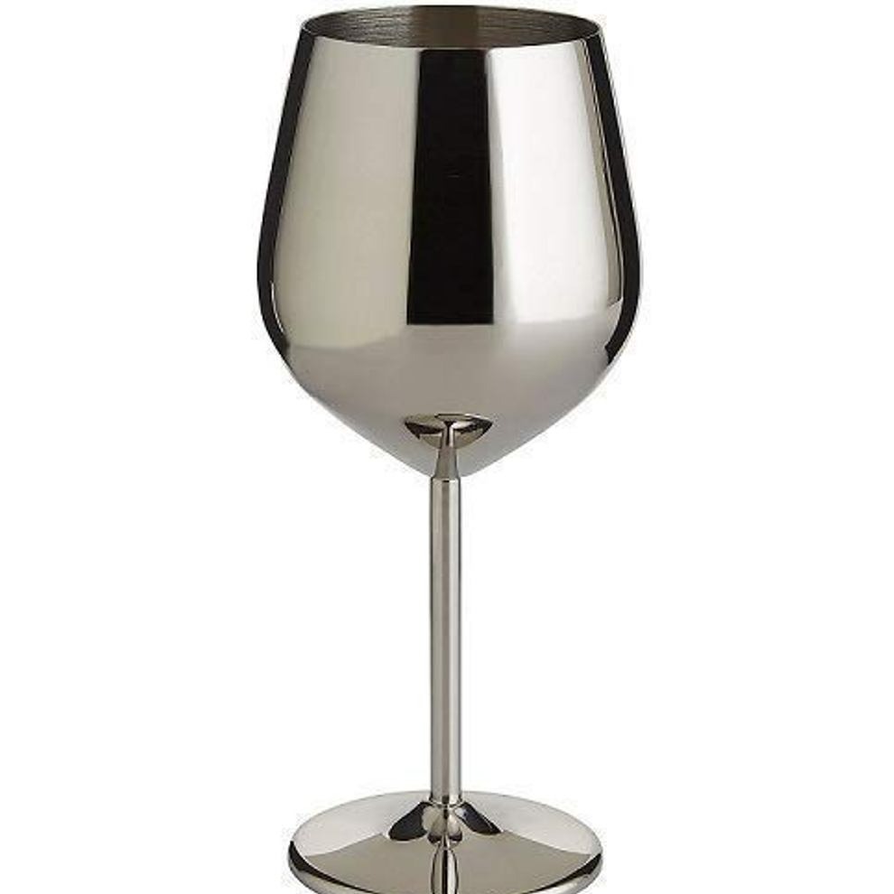 Stainless Steel Goblet Wine Glass (Set of 2). - rear_view