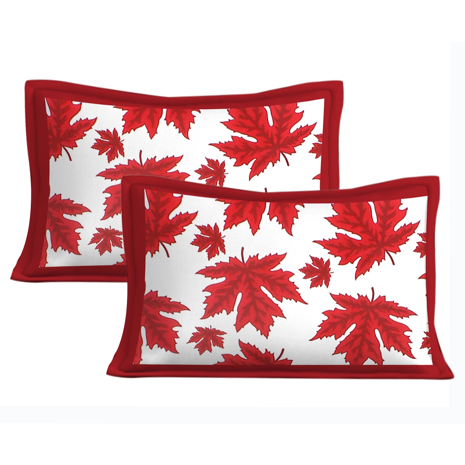 Cotton Double Bedsheet With Pillow Covers - Red - rear_view