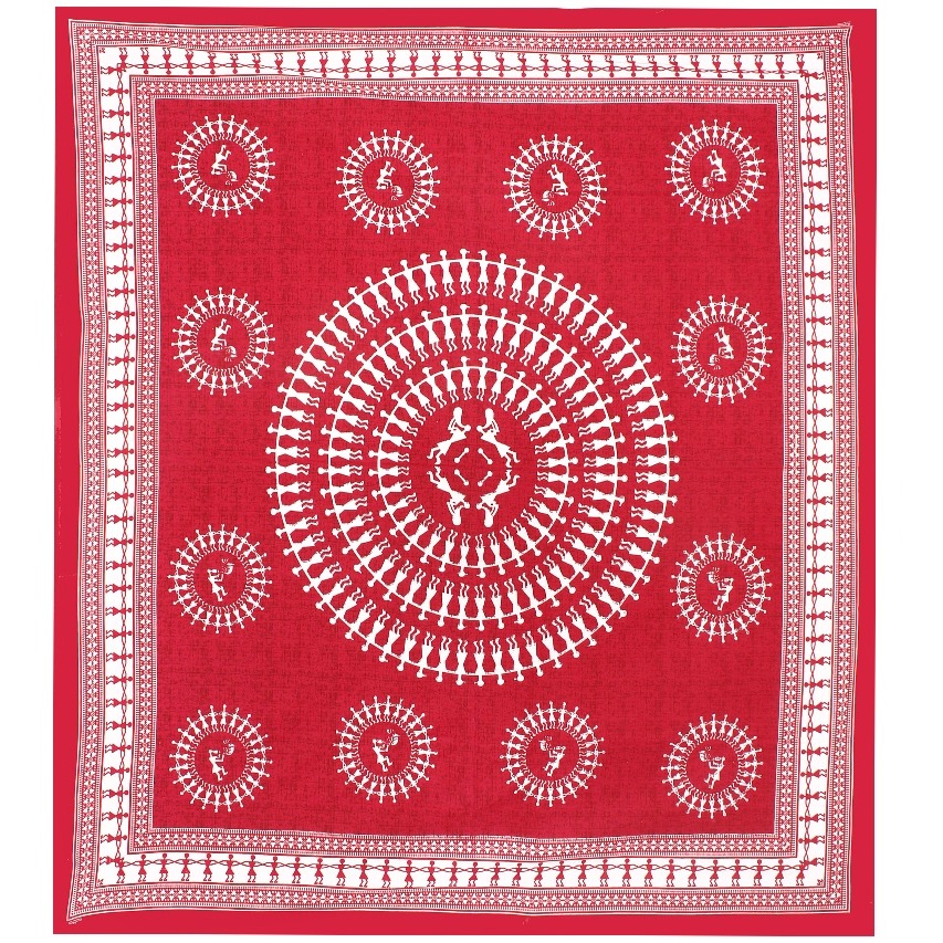 Cotton Double Bedsheet With Pillow Covers - Red - rear_view