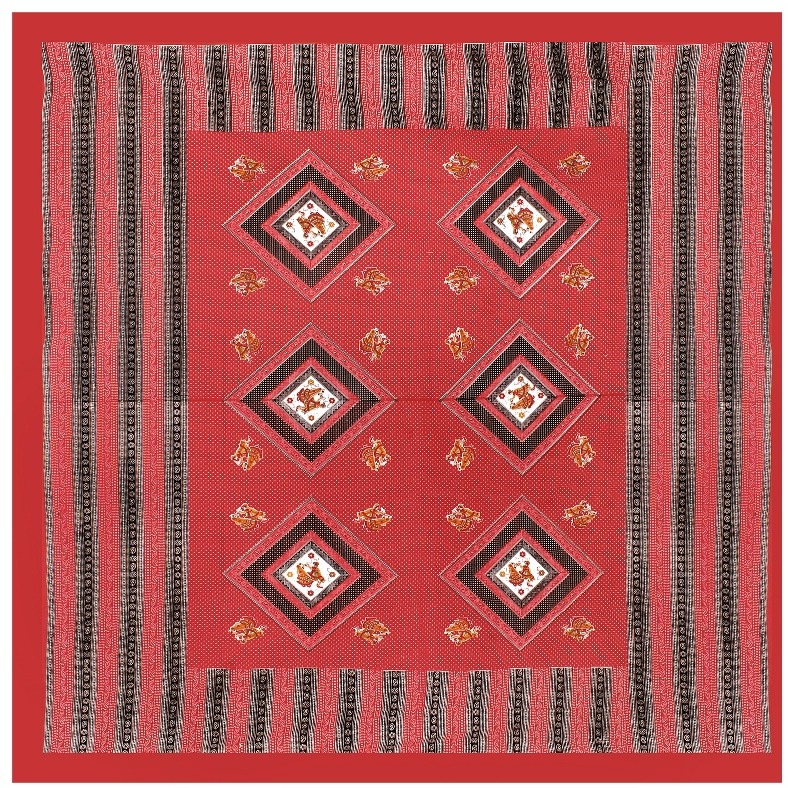 Cotton Double Bedsheet With Pillow Covers Jaipuri Print - Red - top_view