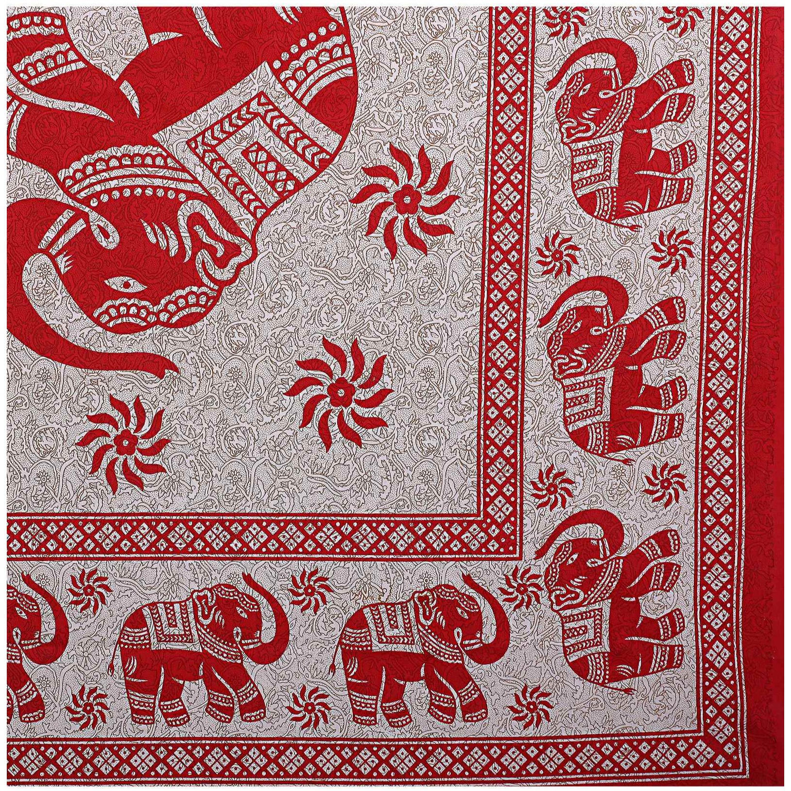 Cotton Double Bedsheet With Pillow Covers Jaipuri Print - Red - top_view