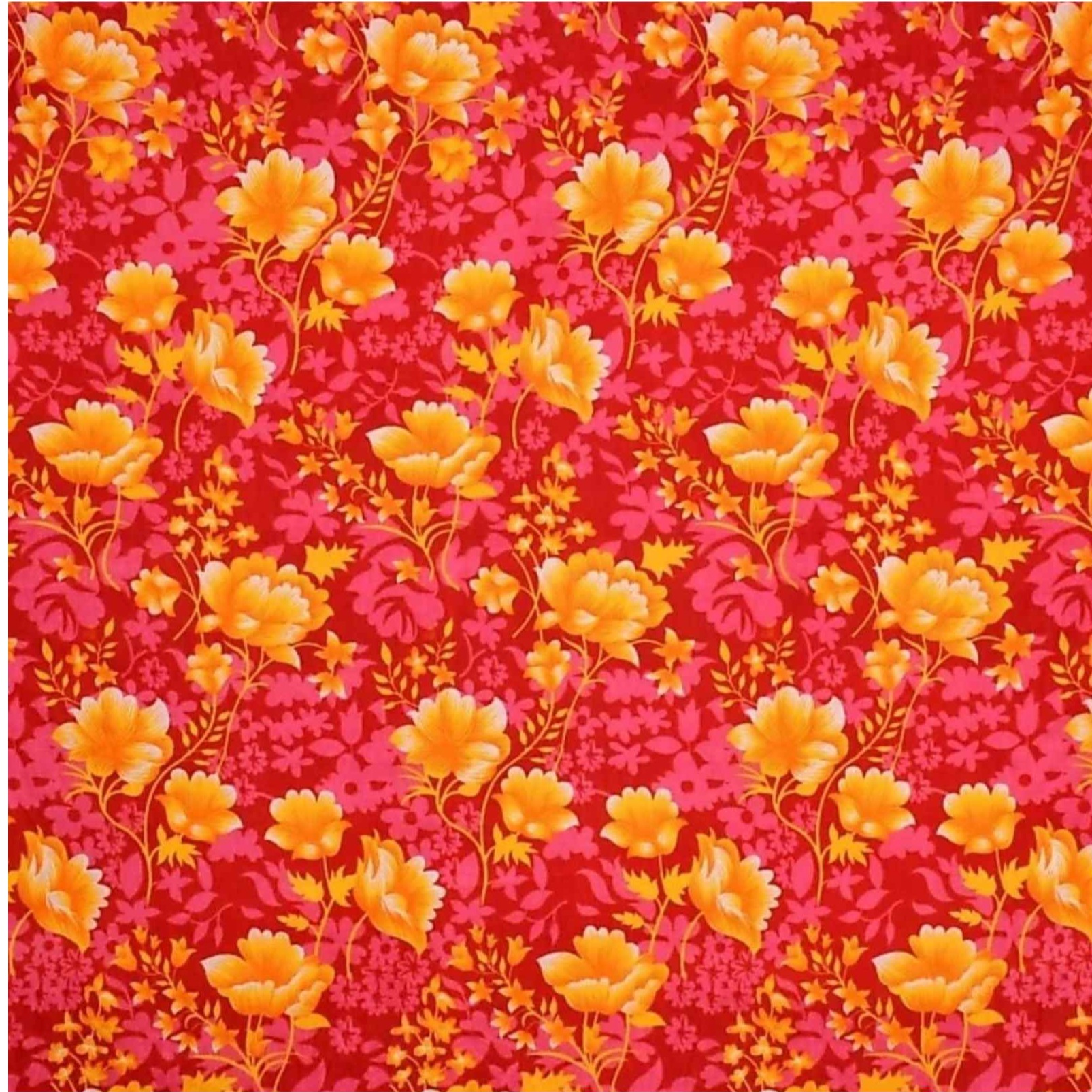 Poly Cotton Double Bedsheet With Pillow Covers Printed - Red - top_view