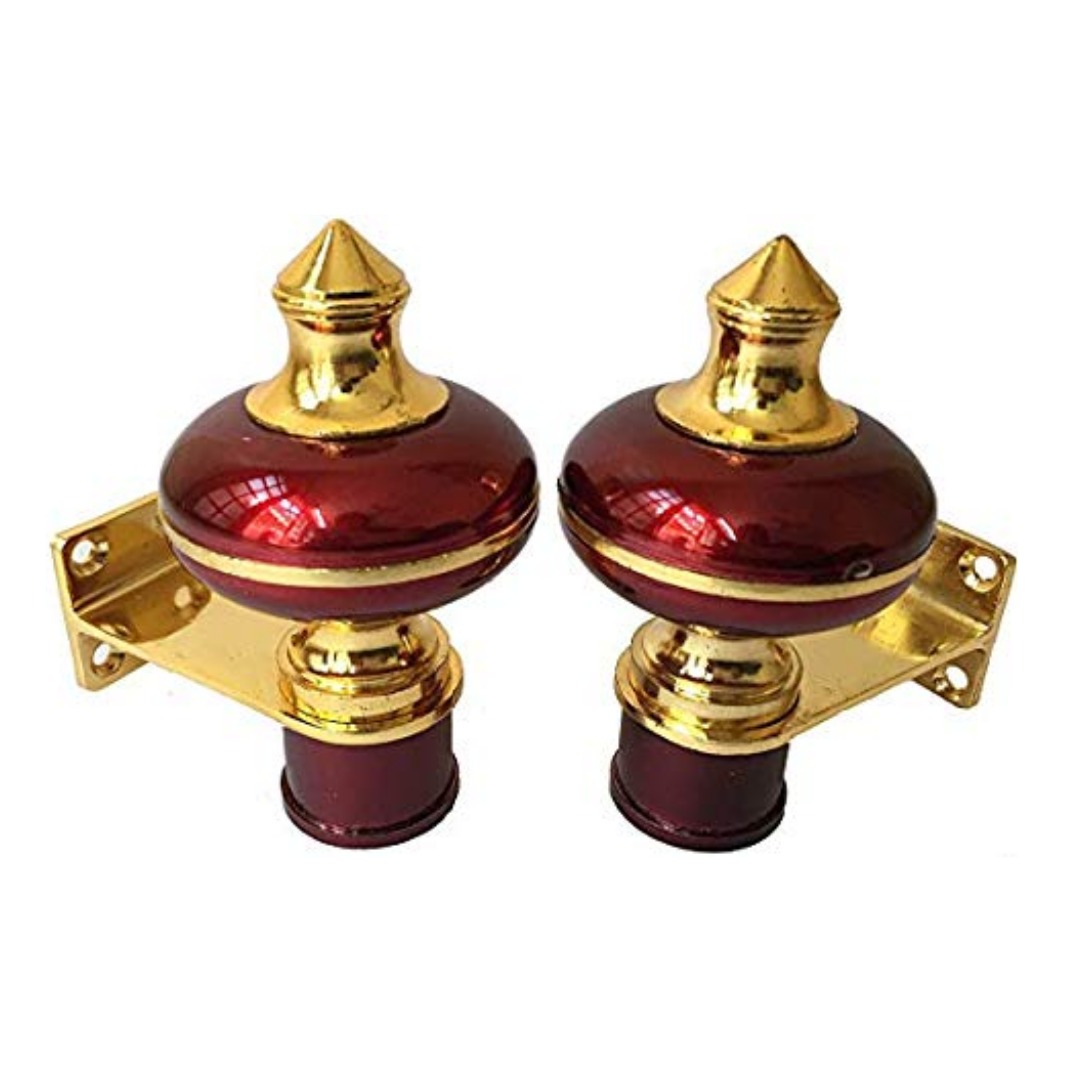 Stylish Mandir Curtain Bracket Gold Finish (5 Pair) - front-view
