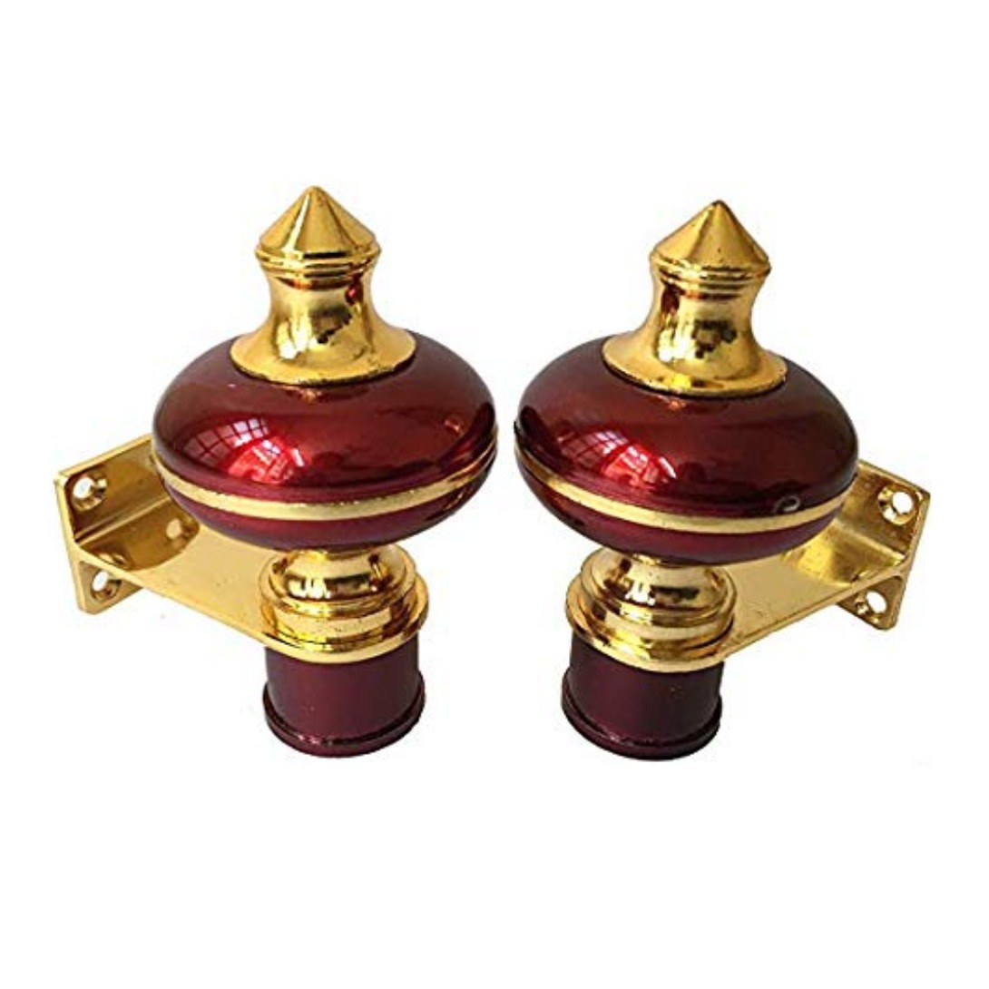 Stylish Mandir Curtain Bracket Gold Finish (5 Pair) - rear-view