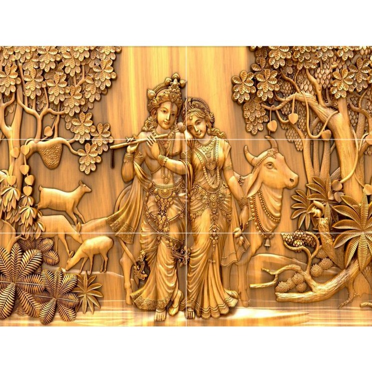Radha Krishna Ceramic Tile - rear_view