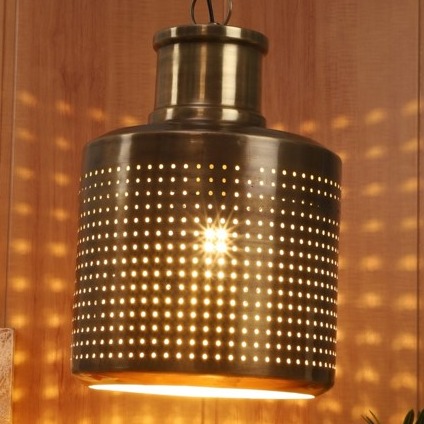 Brass Antique Finish Hanging Lamp - front_view