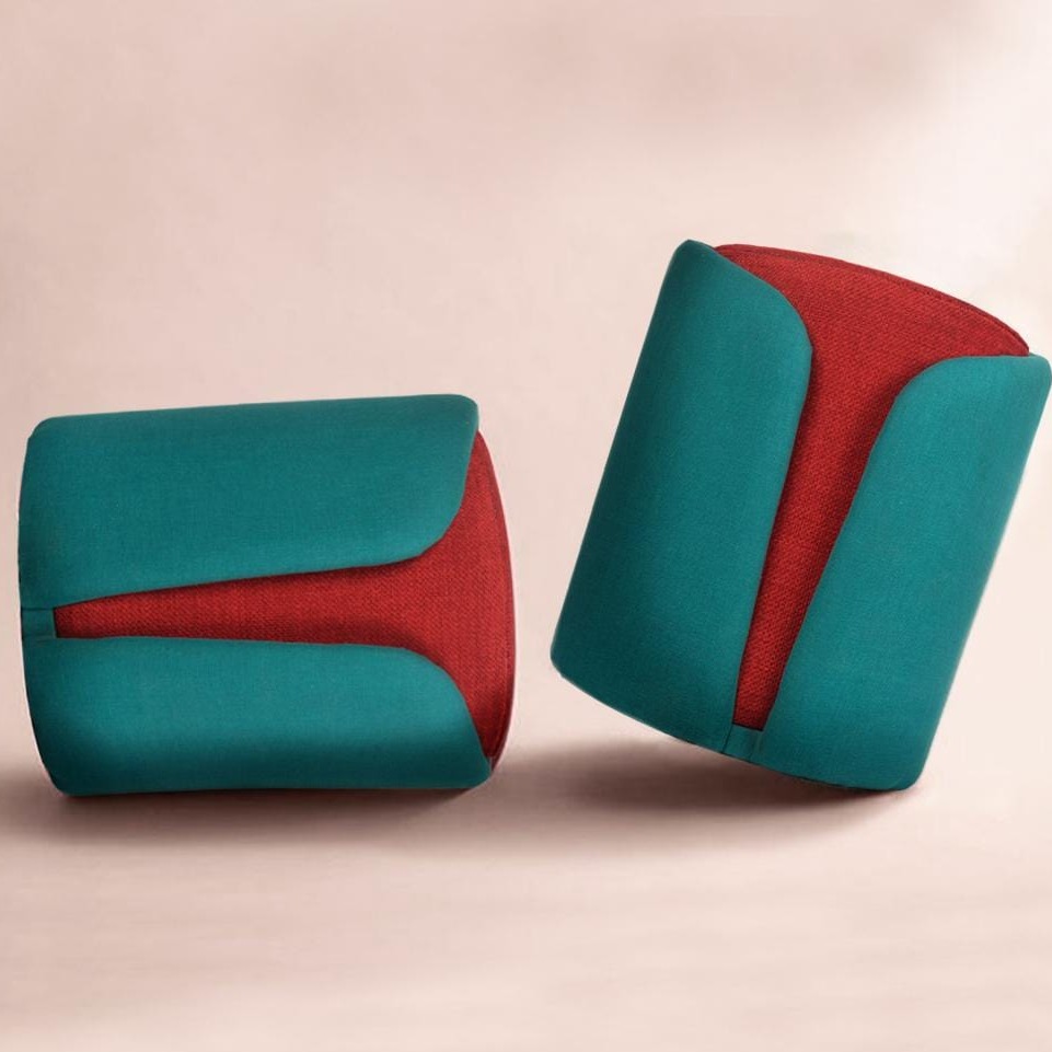 Bristol Modern Art Wrapped Pouffe - front_view