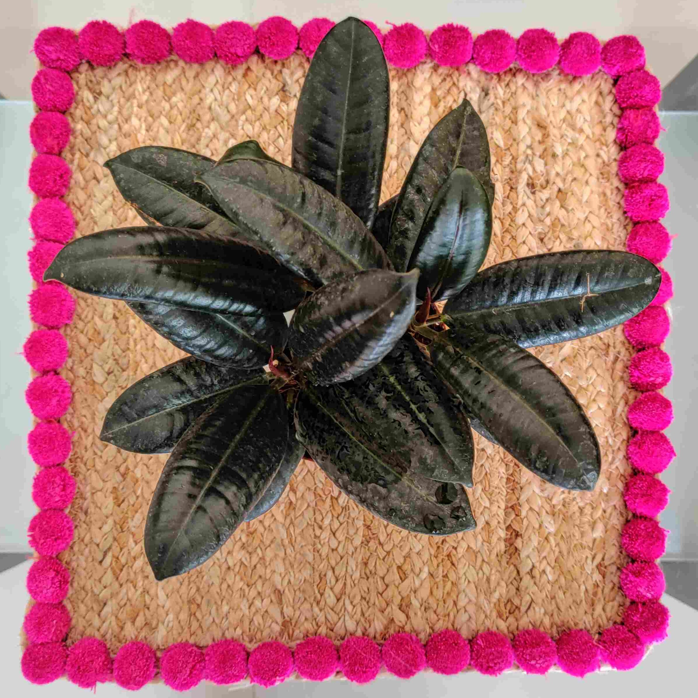 Multi Utility Recho Jute Pompom Mat - top-view