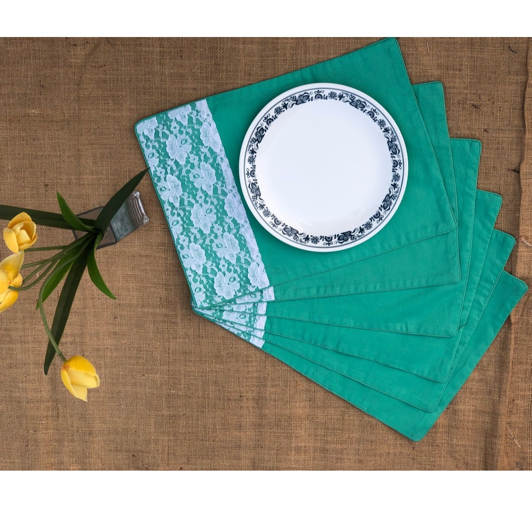 Sea Green Set Of 6 Cotton Placemats - front_view