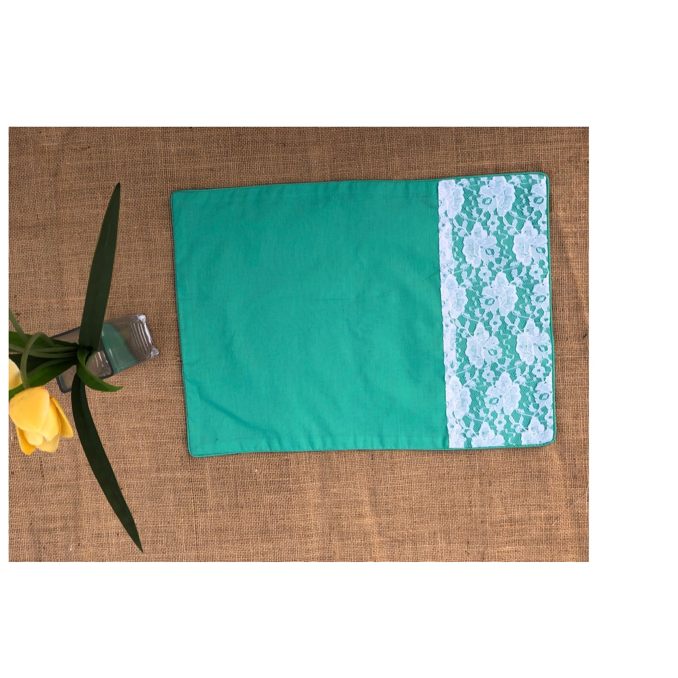 Sea Green Set Of 6 Cotton Placemats - top_view
