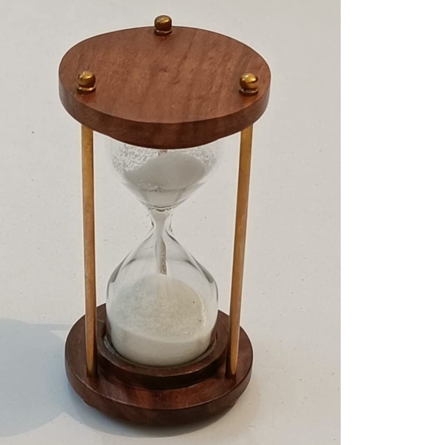 Wooden and Brass Sand Timer Hour Glass - front-view
