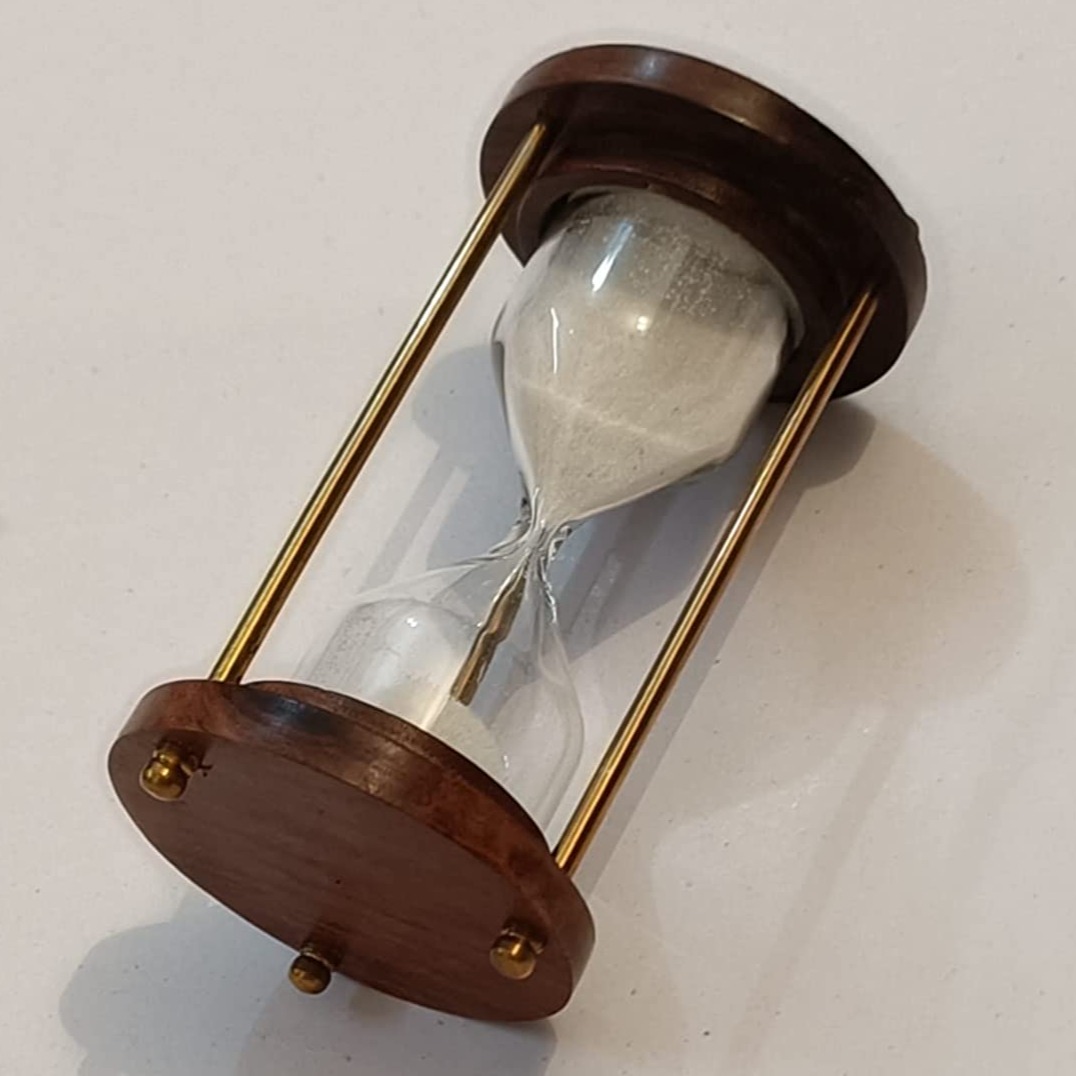 Wooden and Brass Sand Timer Hour Glass - top-view