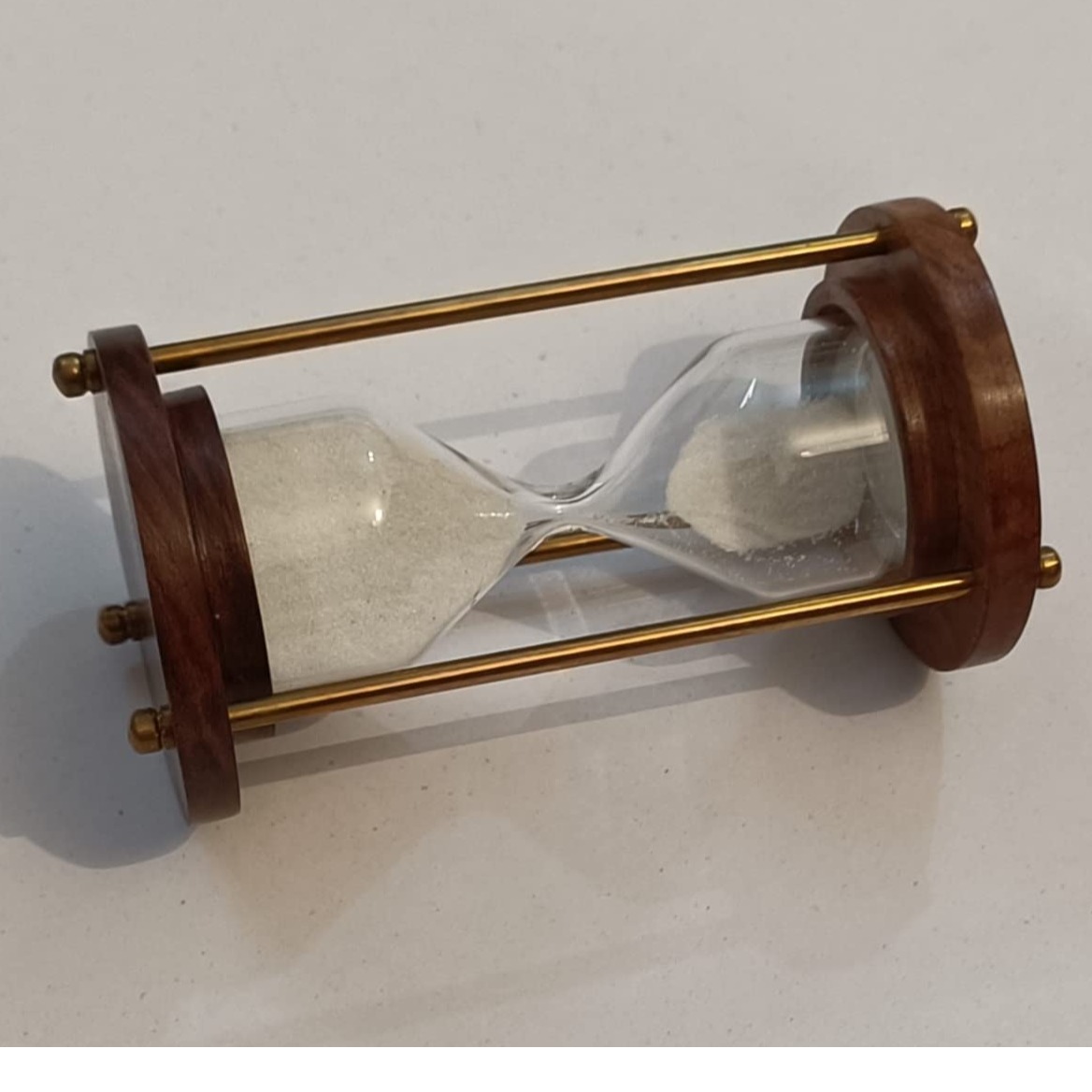 Wooden and Brass Sand Timer Hour Glass - rear-view