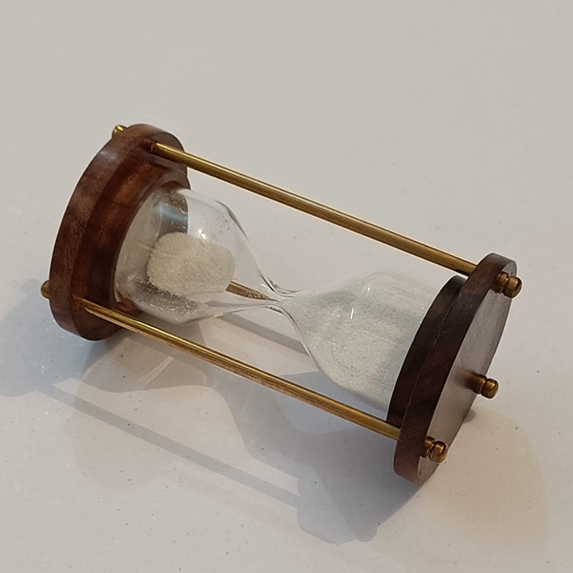 Wooden and Brass Sand Timer Hour Glass - left-view