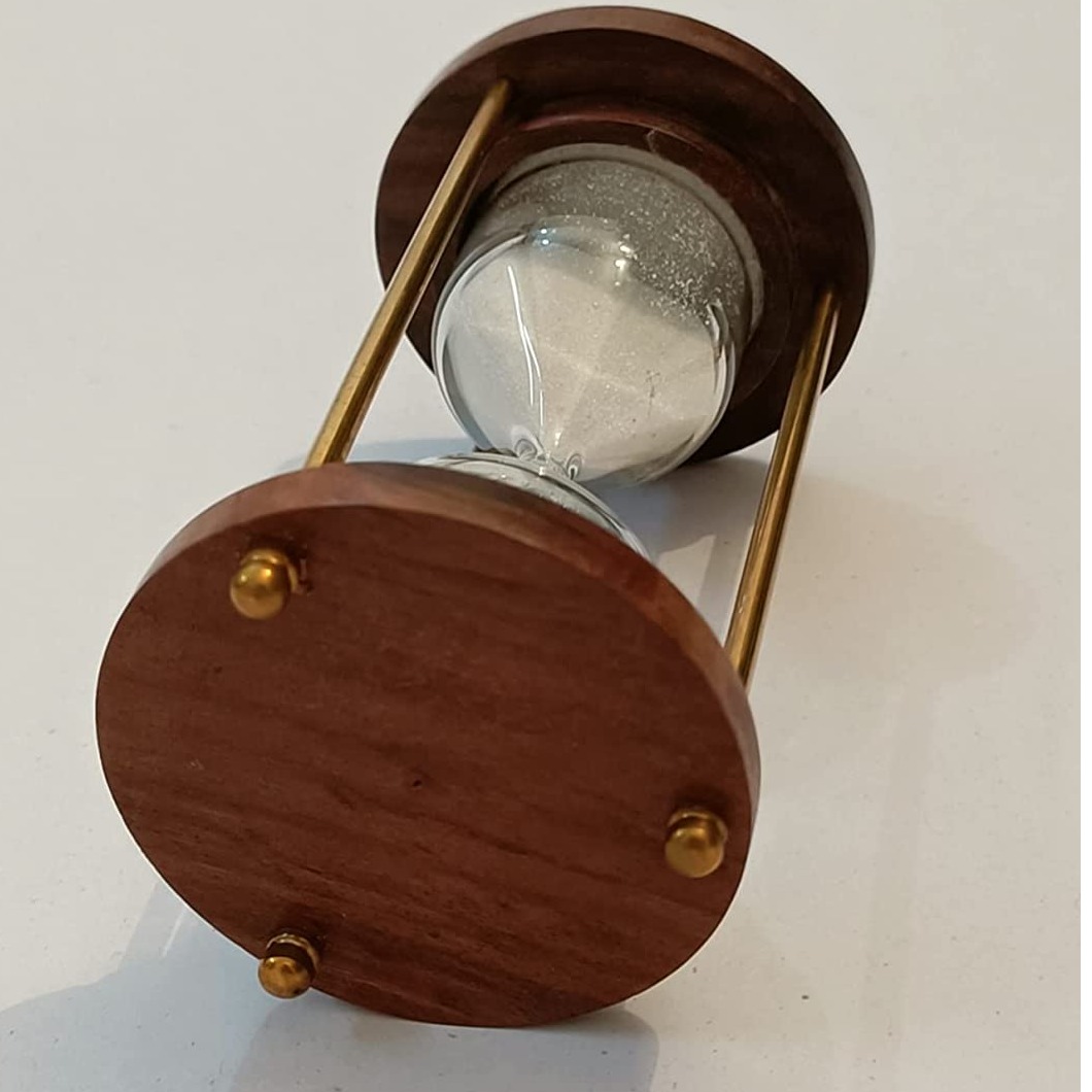 Wooden and Brass Sand Timer Hour Glass - right-view