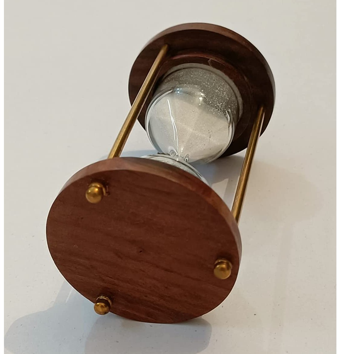 Wooden and Brass Sand Timer Hour Glass - bottom-view