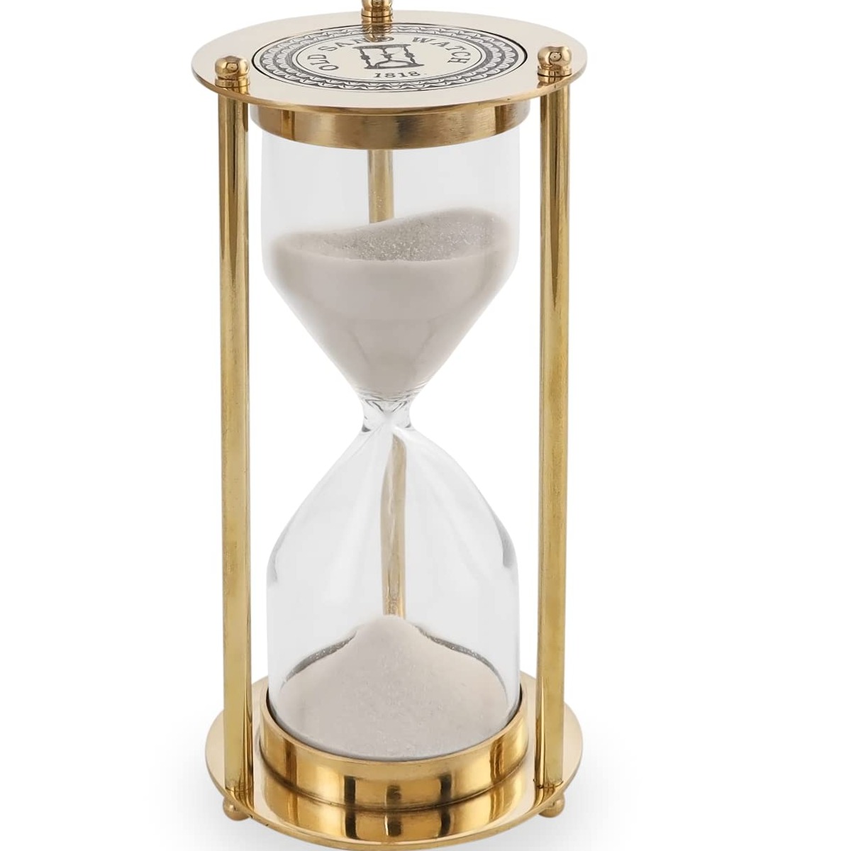 Antique Brass Sand Timer Hour Glass 10 Minutes - photo