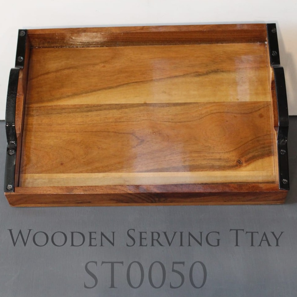 Wooden Handcrafted Serving Tray - front-view