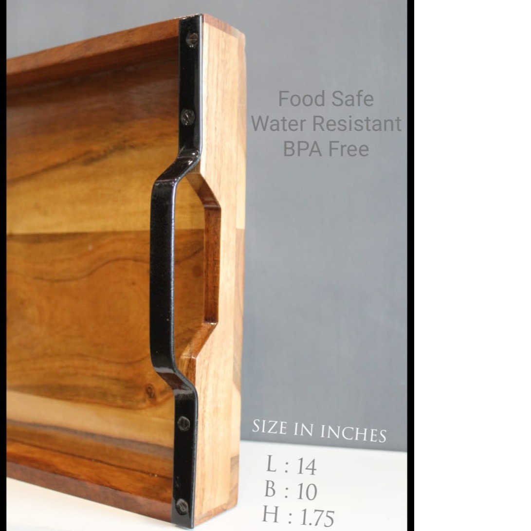 Wooden Handcrafted Serving Tray - top-view