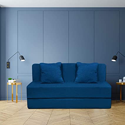 Athens Navy Blue Sofa Cum Bed - rear_view