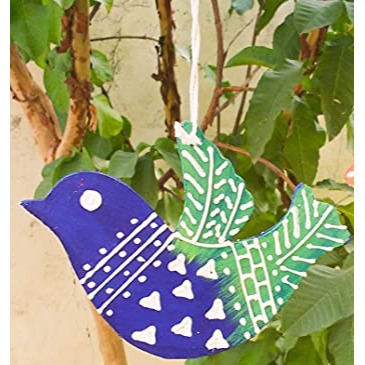 Handicraft wooden decorative bird wall hanging (set of 2 birds). - rear-view