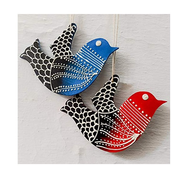 Handicraft Decorative Bird Wall Hanging (Set Of 2 Birds) - front-view