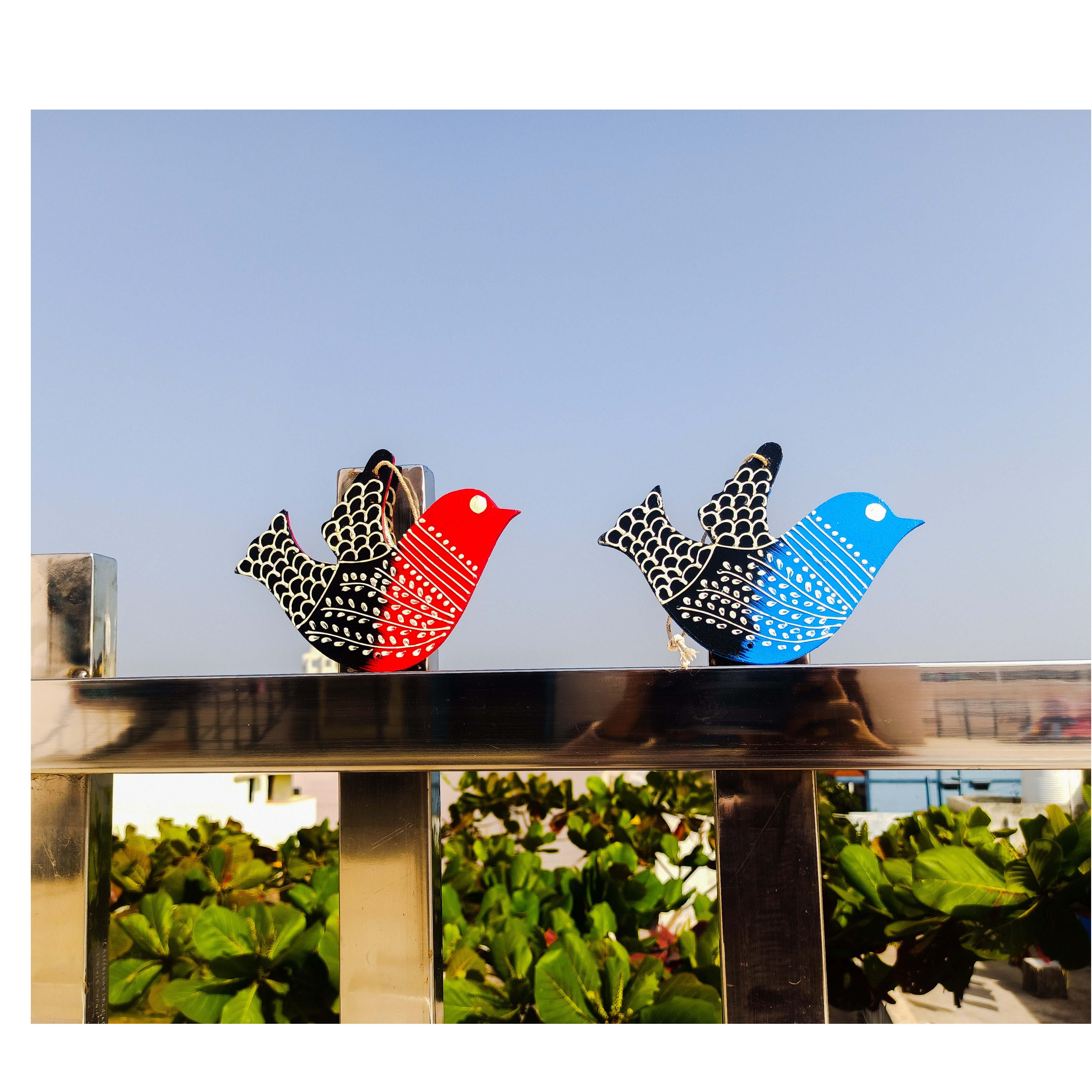 Handicraft Decorative Bird Wall Hanging (Set Of 2 Birds) - top-view