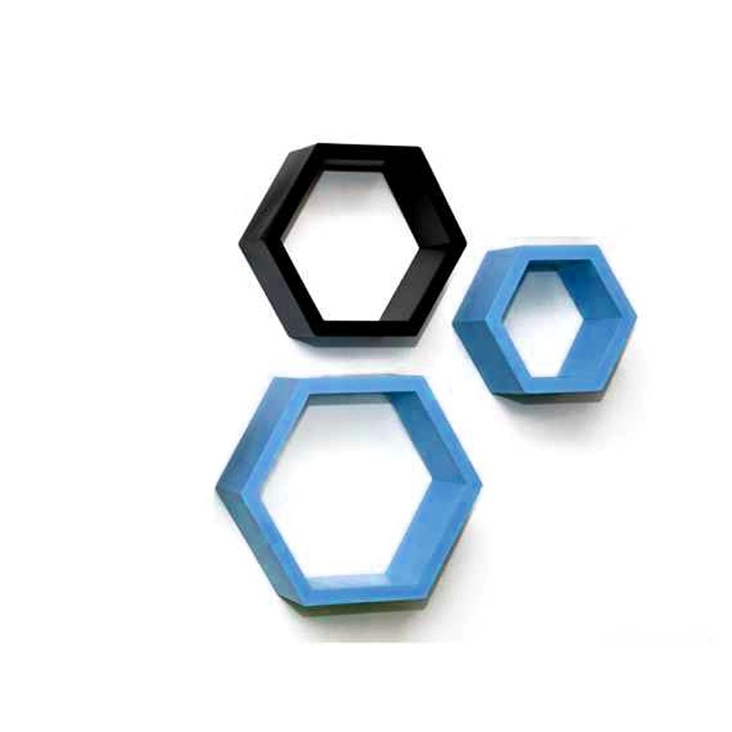 Wooden Wall Mount 3 Hexagon Floating Shelves - top_view