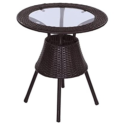 Outdoor Garden Patio Seating Set 1+2 (2 Chairs and 1 Table) (Brown) - top_view